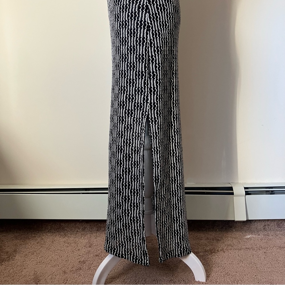 Steve Madden Nyssa Bodycon Midi Dress in Woven Black & White size Small - Picture 8 of 11
